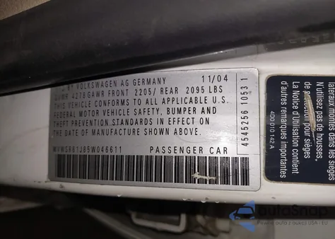 2005 Volkswagen Jetta Gls Tdi из США, поврежденный, VIN WVWSR61J85W046611